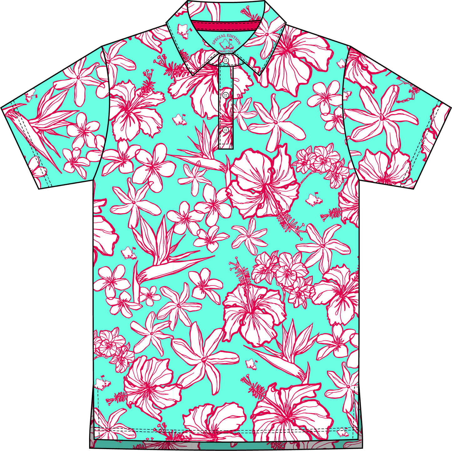 "Sketchy" Cascade Sky - OGA Youth Polo - Aqua Mint