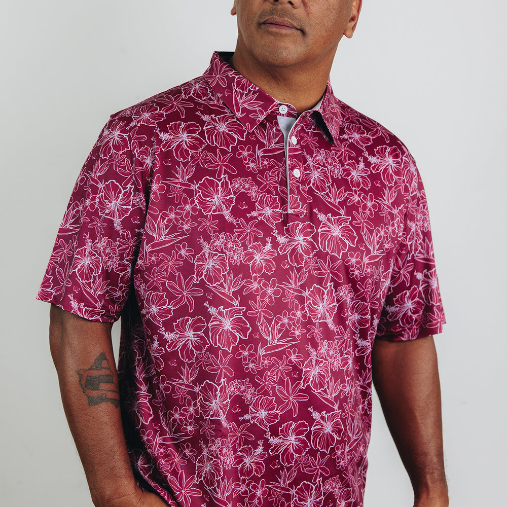 
                      
                        "Small Kine Sketchy" Maroon - OGA Men's Polo - Maroon
                      
                    