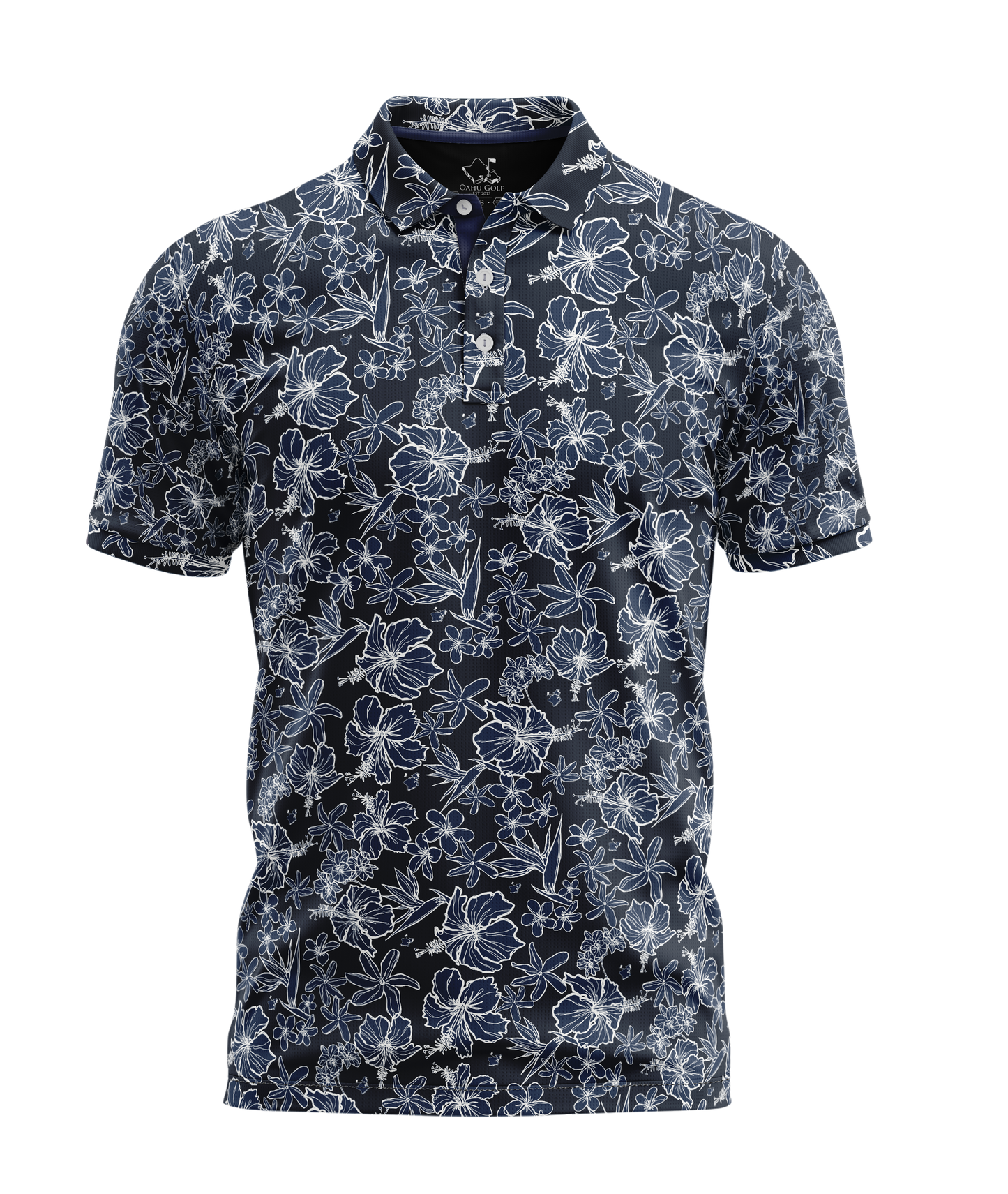 "Small Kine Sketchy" Dark Ocean - OGA Men's Polo - Midnight Blues