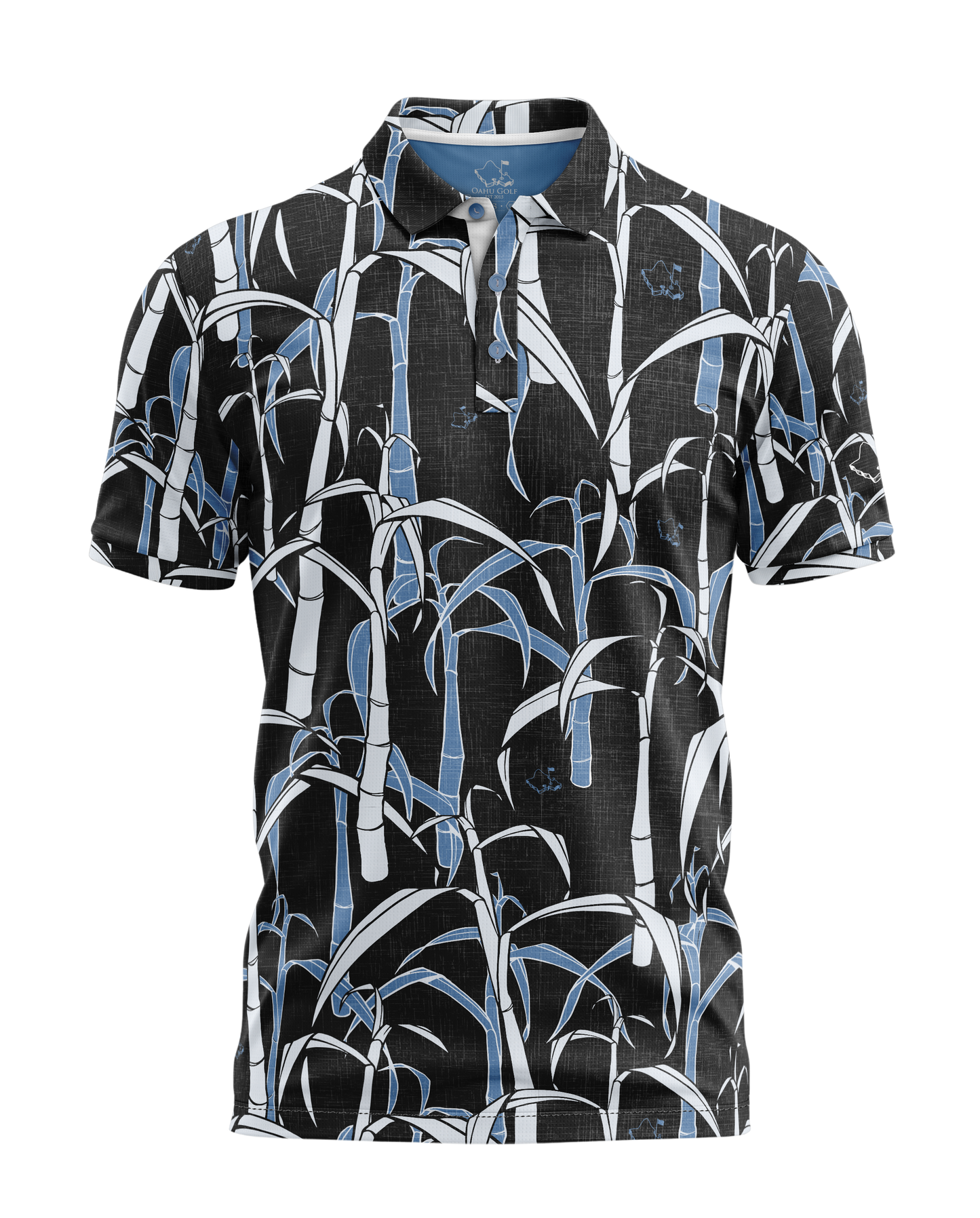 "Sugar Cane" Powder Black - OGA Men's Polo - Powder Blue / Obsidian