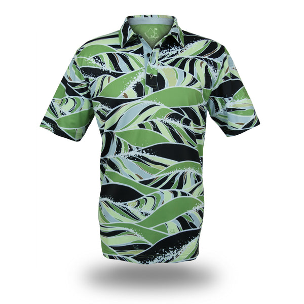 "Swell" Kelp Camo - OGA Men's Polo - Kelp Green