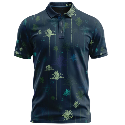 "Ti Leaf" Twilight Sky - OGA Men's Polo - Midnight Blues / Mint