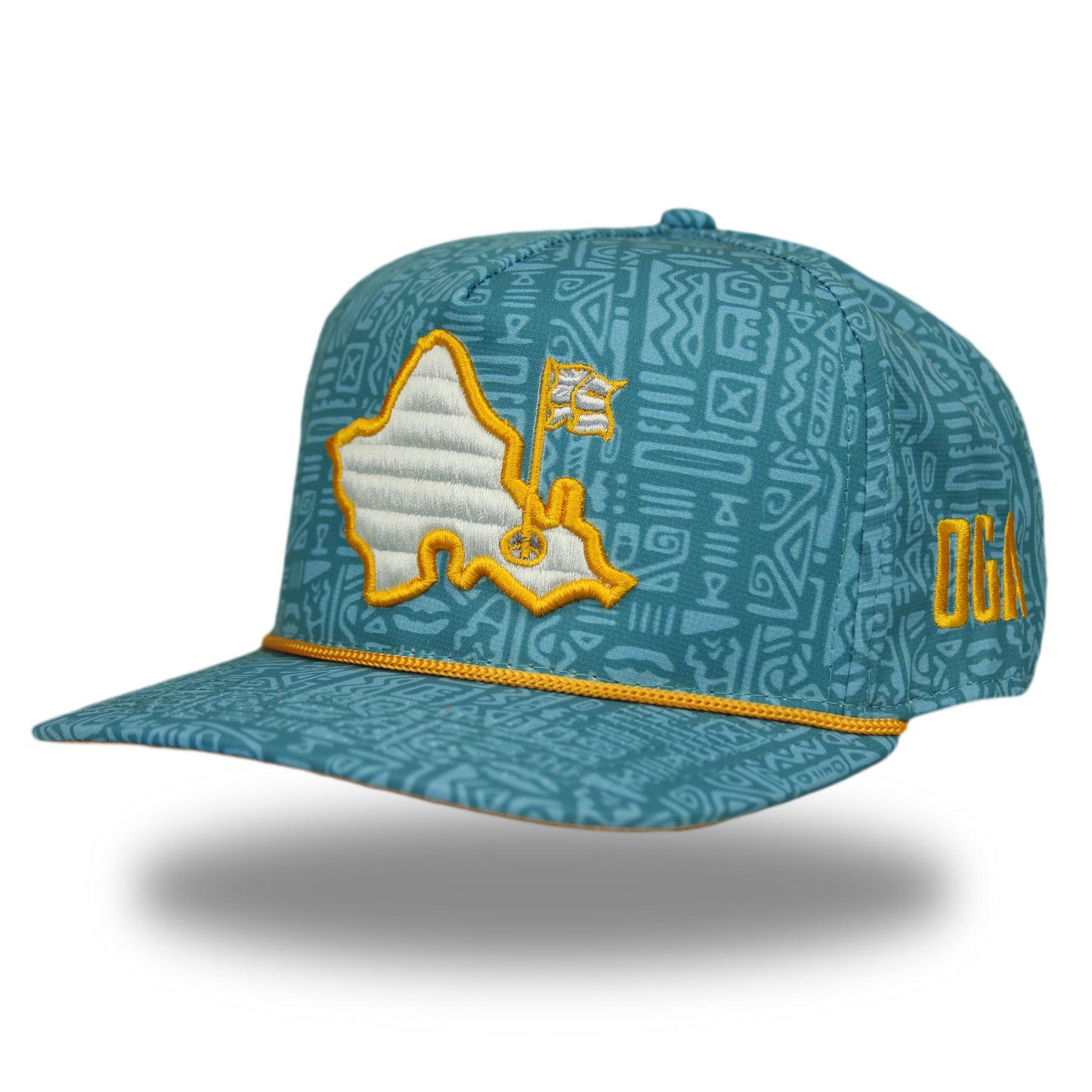 "Tapa Waterman" - 5 Panel Semi-Curved Bill Snapback - Ocean Blues