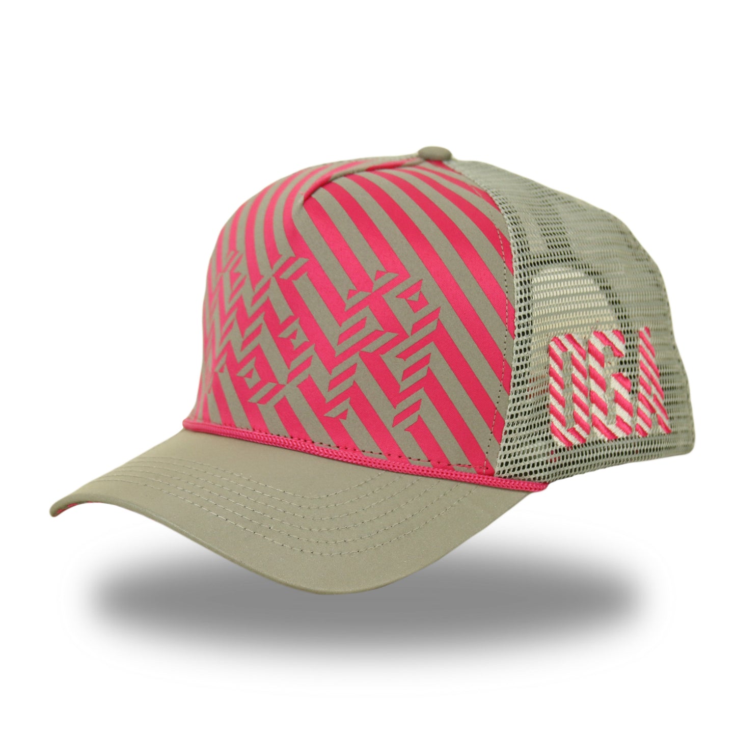 " Trippy Trucker" - Trucker Hat - Pink / Reflective Gray