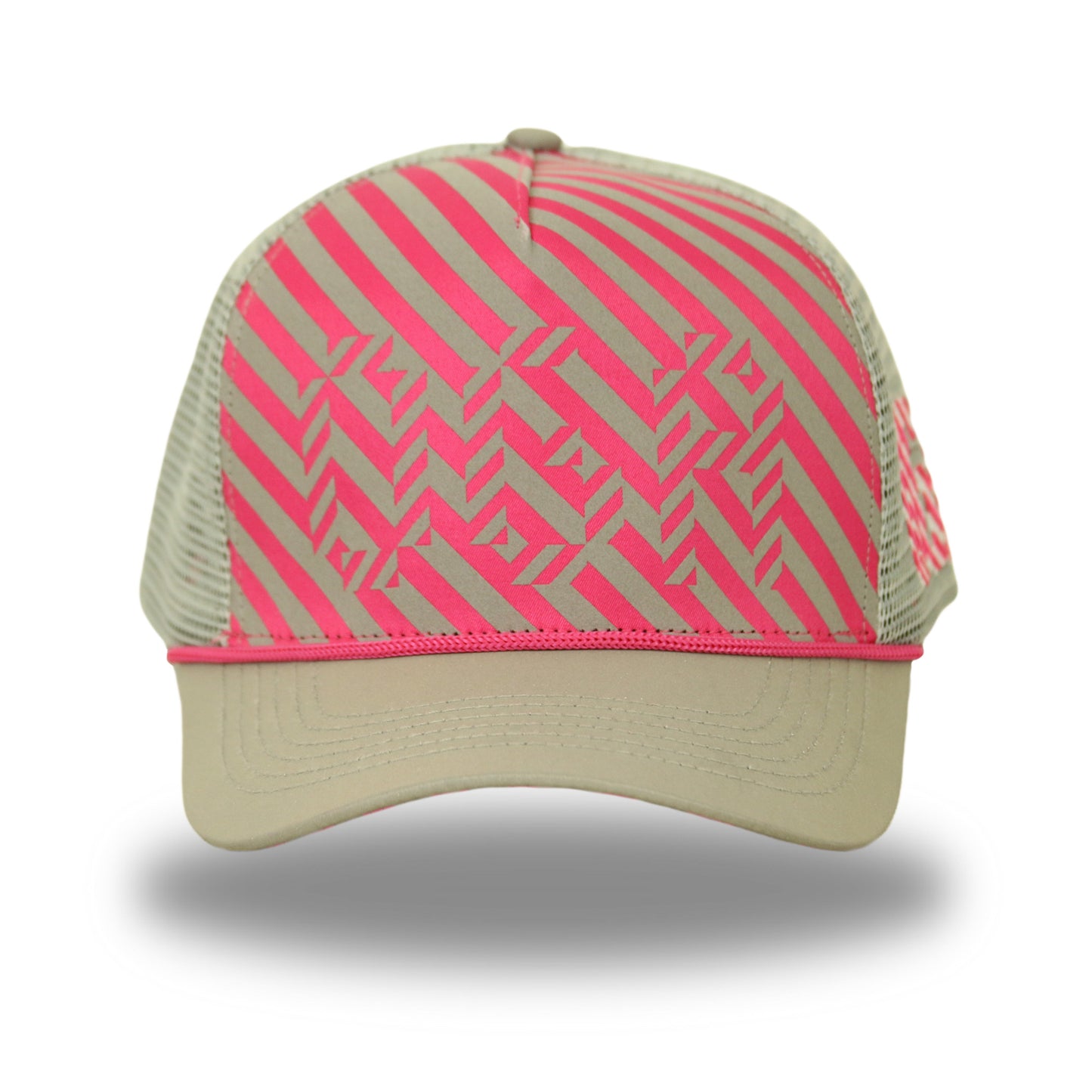 " Trippy Trucker" - Trucker Hat - Pink / Reflective Gray