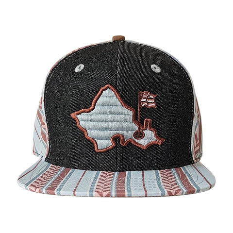 "Variegated Stripes" Island Logo - 6 Panel Snapback - Blue Clay