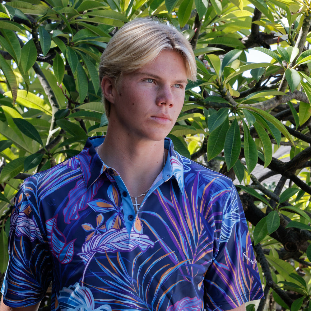 "Tropix" Electric Blues - OGA Men's Polo - Multi Blue