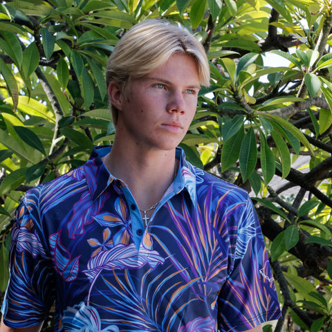 "Tropix" Electric Blues - OGA Men's Polo - Multi Blue