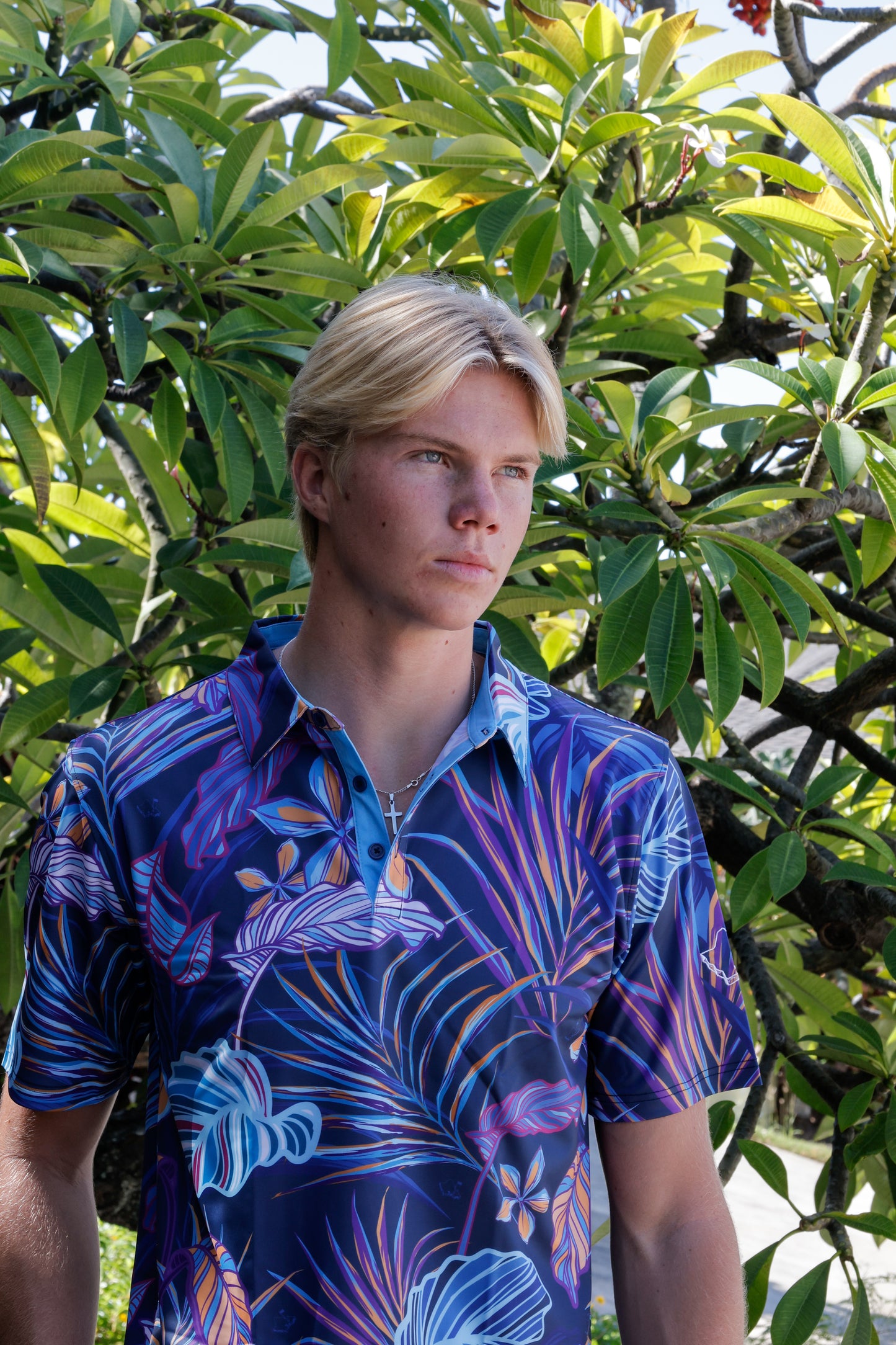 "Tropix" Electric Blues - OGA Men's Polo - Multi Blue