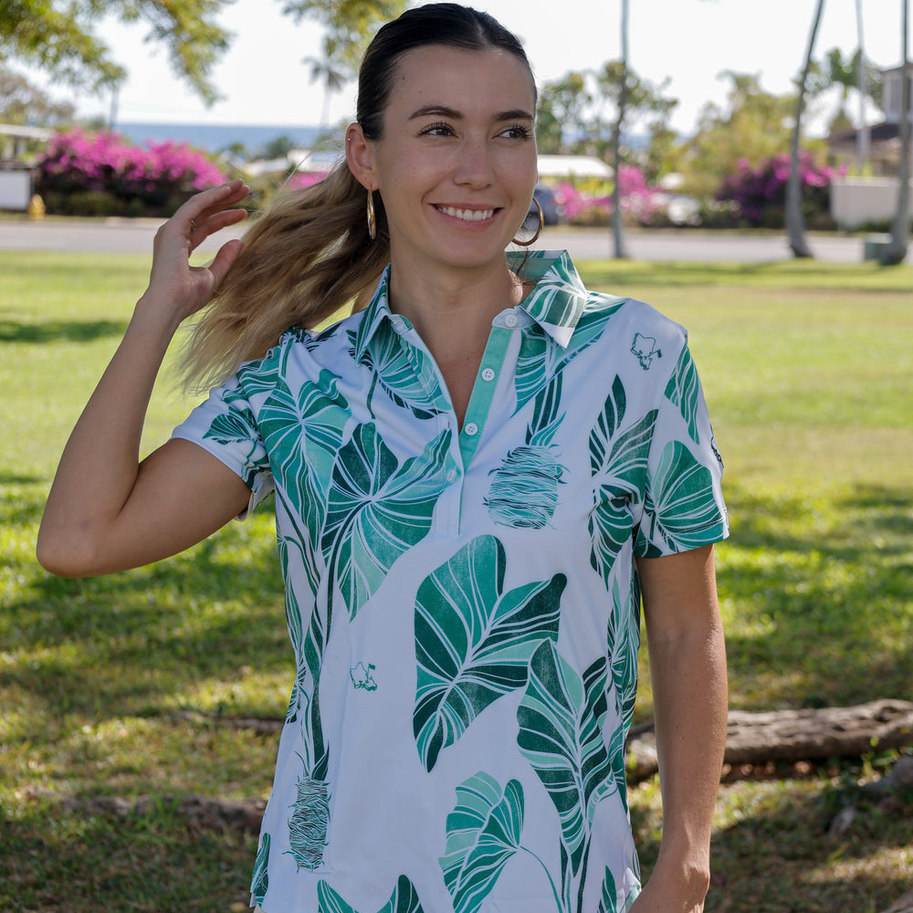 "Kalo" Green - OGA Women's Polo - Multi Green