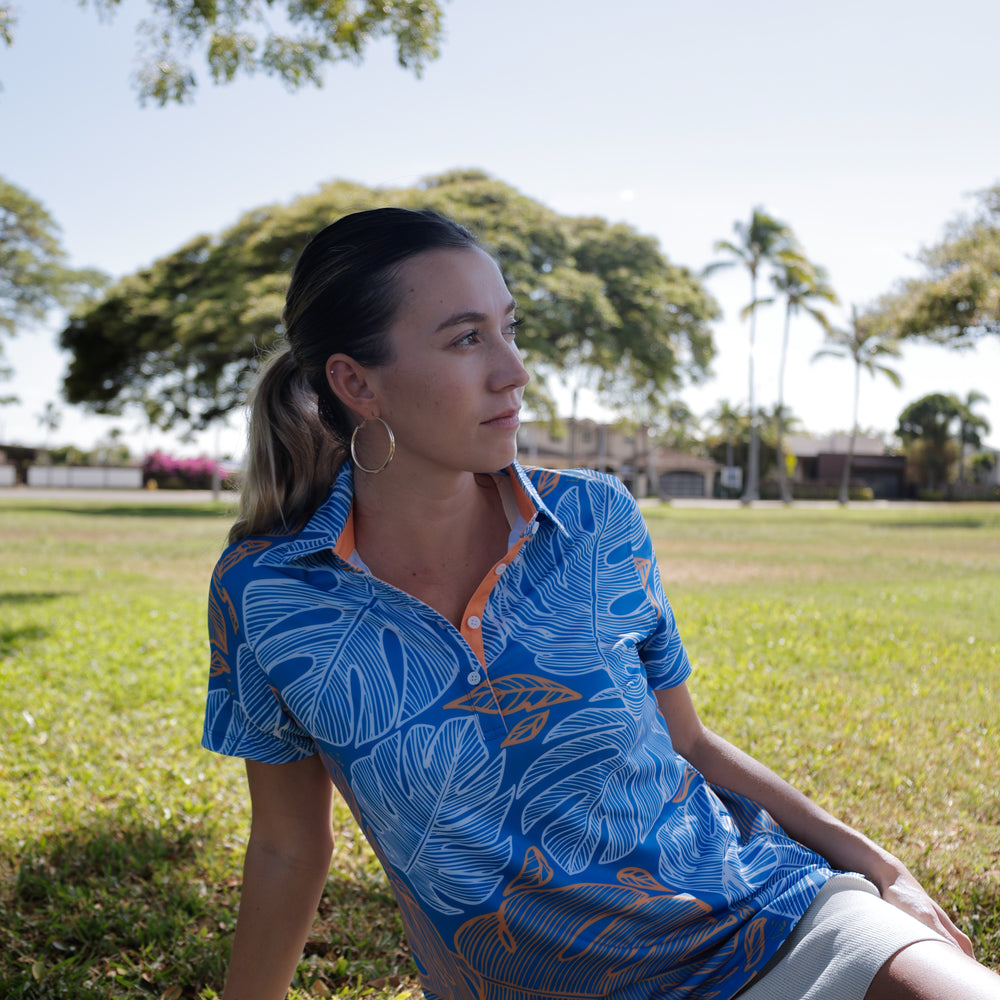 "Out of Line" Sea Gold - OGA Women's Polo - Blue / Gold