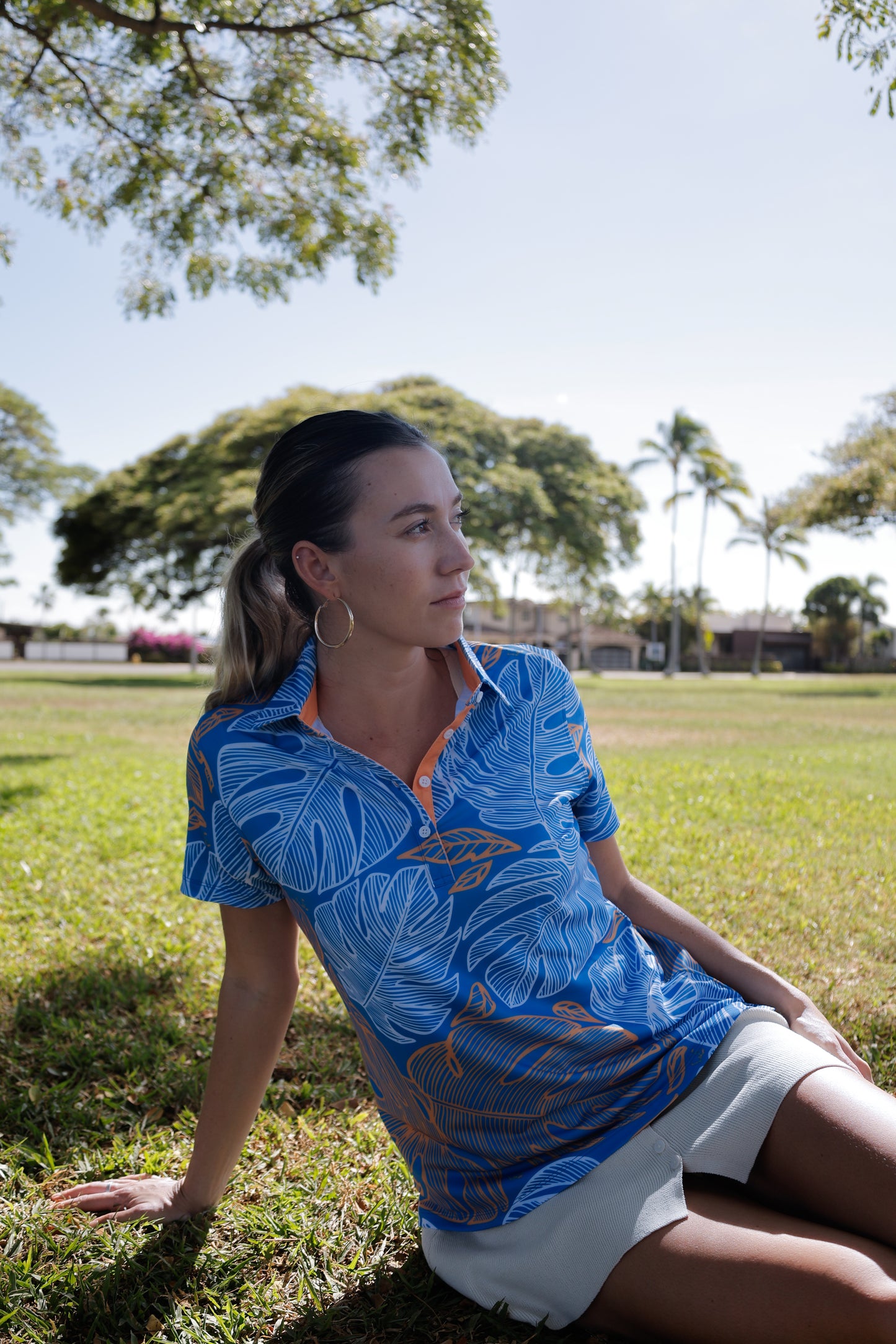 "Out of Line" Sea Gold - OGA Women's Polo - Blue / Gold