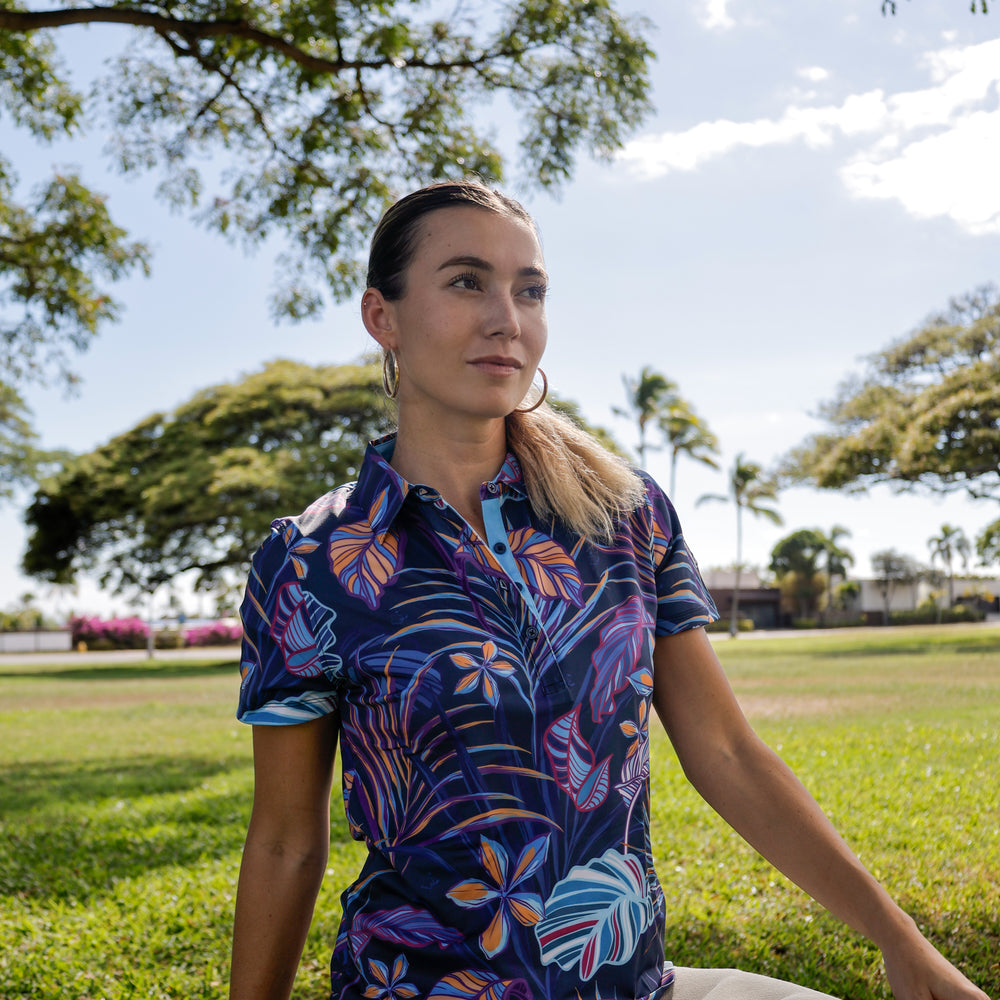 "Tropix" Electric Blues - OGA Women's Polo - Multi Blue