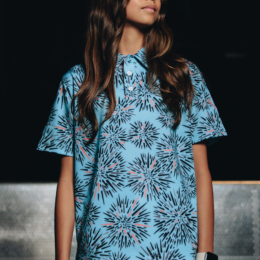 "Wana" Ocean Coral - OGA Youth Polo - Ocean Blue / Coral Pop