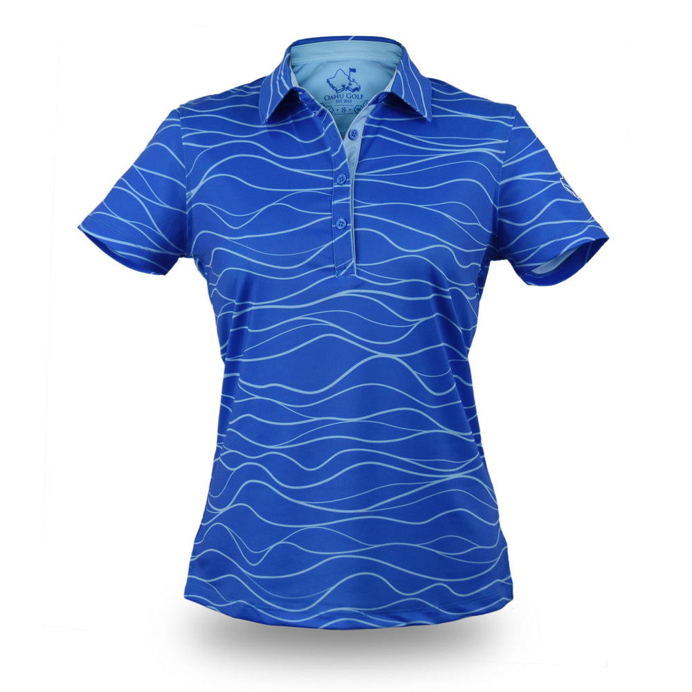 "Wavy" Cobalt Blue - OGA Women's Polo - Cobalt Blue