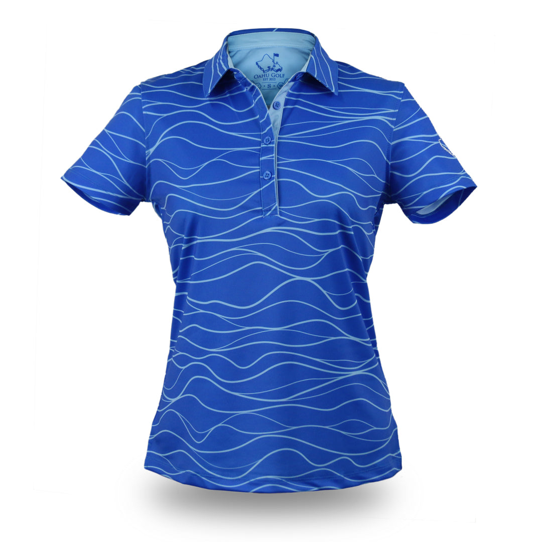 "Wavy" Cobalt Blue - OGA Women's Polo - Cobalt Blue