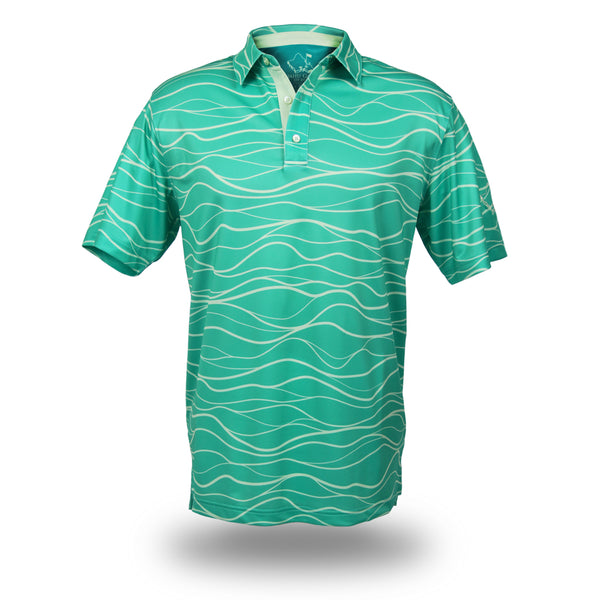 "Wavy Seafoam" - OGA Men's Polo - Seafoam Green