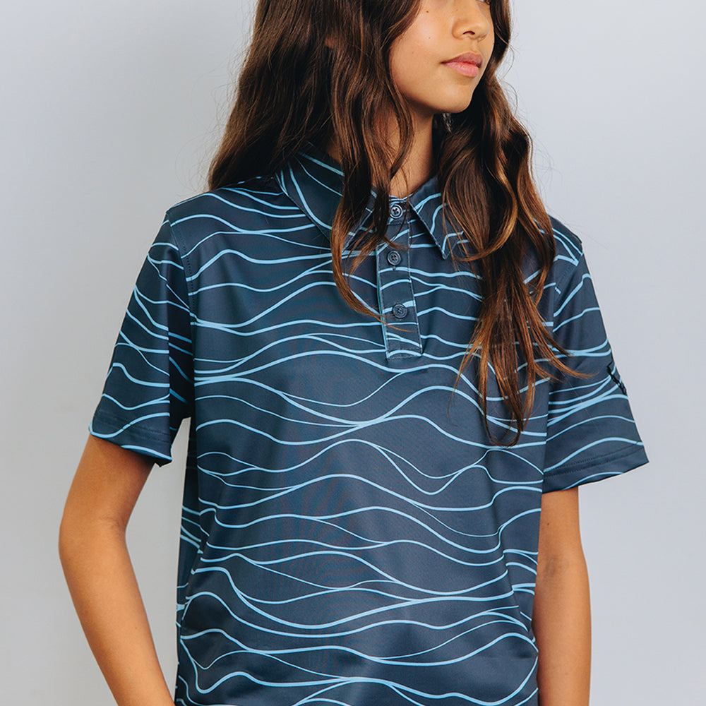
                      
                        "Wavy" Tiger Shark Gray - OGA Youth Polo - Shark Gray / Sky Blue
                      
                    