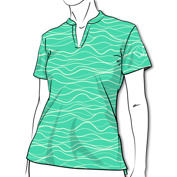 "Wavy Seafoam" - OGA Ladies Polo - Seafoam Green