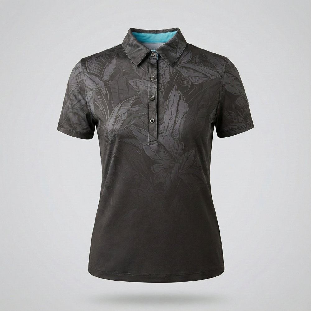 "Faded" Black Ombre - OGA Women's Polo - Black / Charcoal