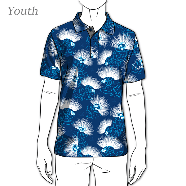 "Blue Lehua" - OGA Youth Polo - True Blue