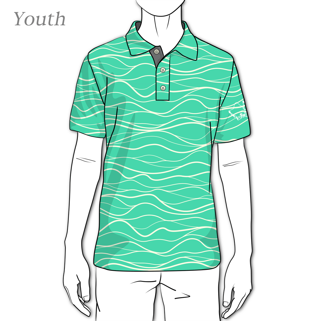 "Wavy Seafoam" - OGA Youth Polo - Seafoam Green