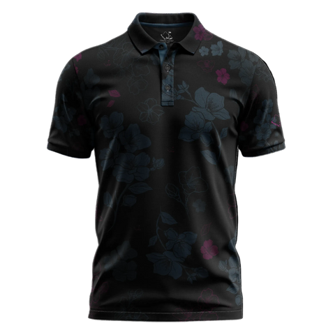 "Blossom" Blue Night - OGA Men's Polo - Blue Black