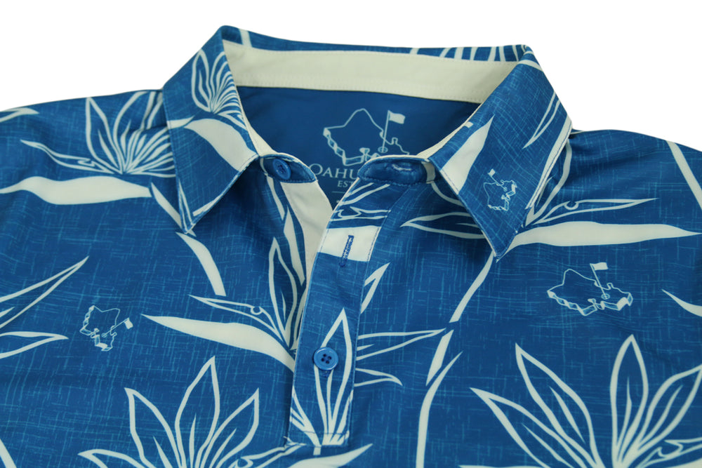 
                      
                        "Birdies of Paradise" Teal Ecru - OGA Men's Polo - Teal Blue Ecru White
                      
                    