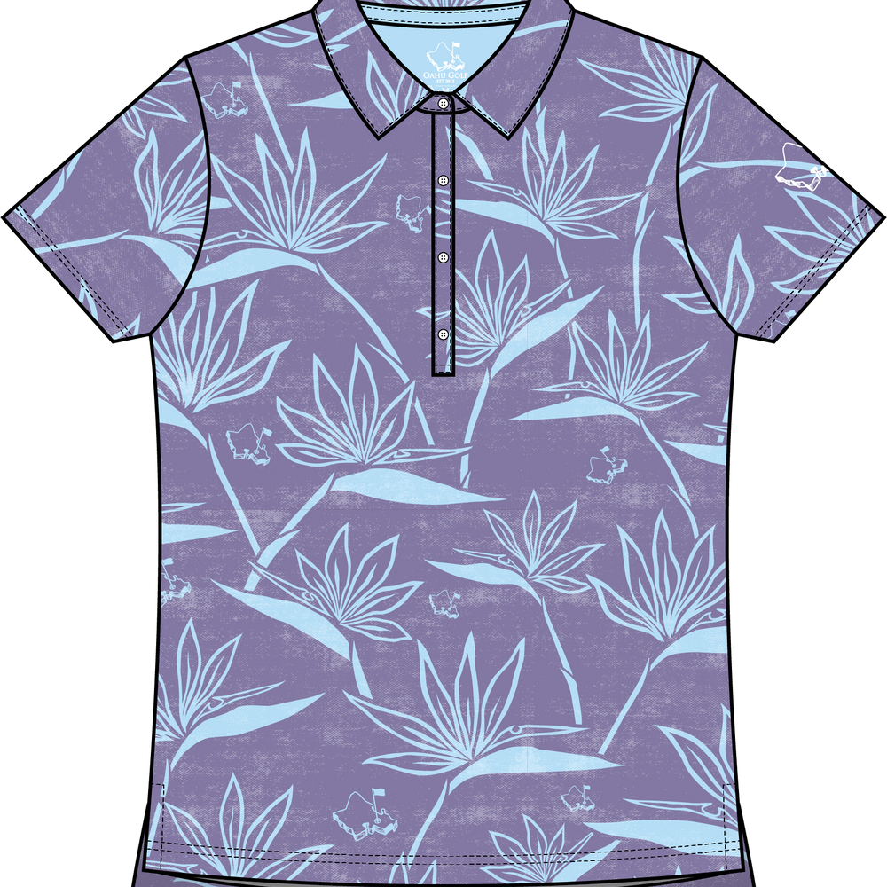 "Birdies of Paradise" Ube Sky - OGA Women's Polo - Ube / Periwinkle