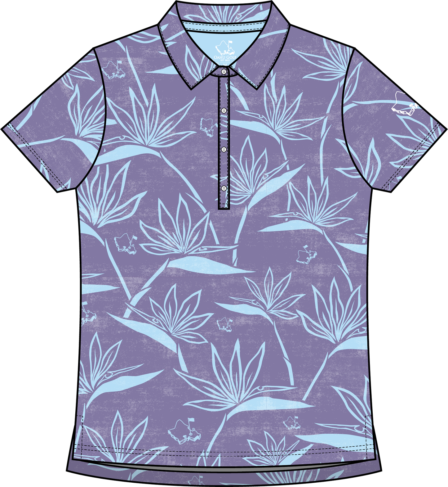"Birdies of Paradise" Ube Sky - OGA Women's Polo - Ube / Periwinkle
