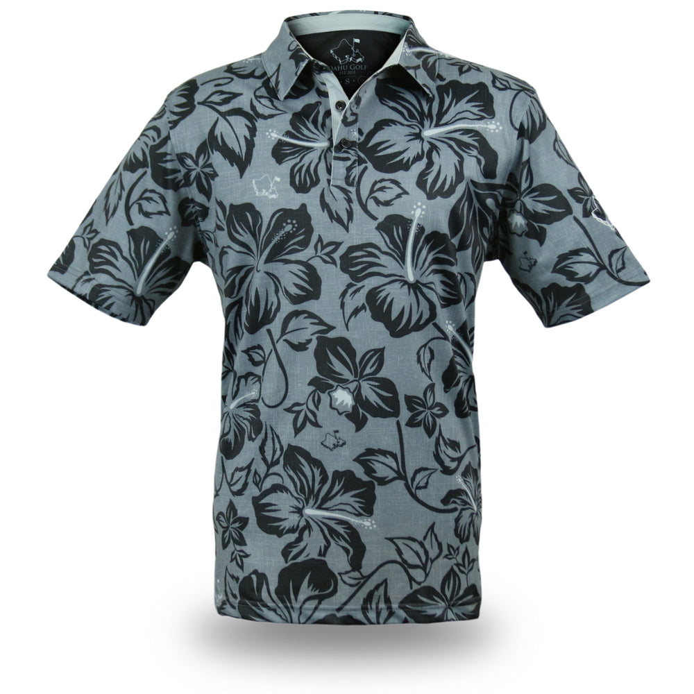 
                      
                        "Bloom" Black Smoke - OGA Men's Polo - Black Obsidian / Gray Smoke
                      
                    