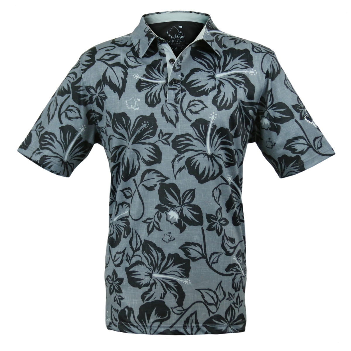 "Bloom" Black Smoke - OGA Men's Polo - Smoke Gray / Black