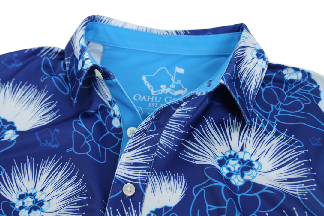 "Blue Lehua" - OGA Men's Polo - True Blue