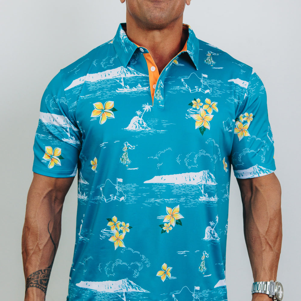 "Classic Scenic" Teal Flash - OGA Men's Polo - Teal Green