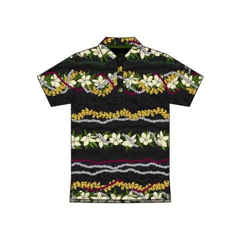 "Floral Stripes"  - OGA Youth Polo - Multi Black