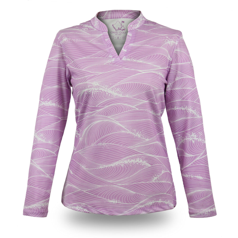 
                      
                        "Fluid" Lavender White - OGA Women's Long Sleeve Polo - Lavender / White
                      
                    