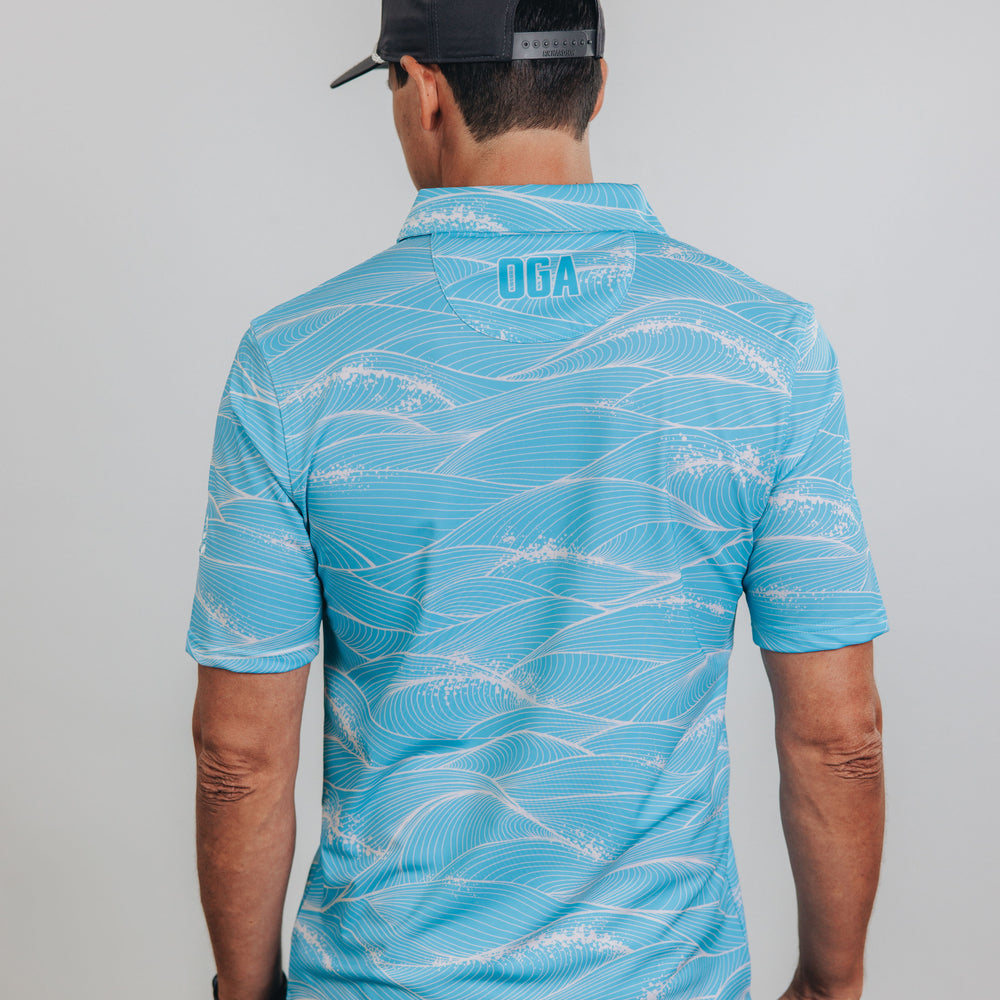 
                      
                        "Fluid" Aqua Foam - OGA Men's Polo - Aquamarine / Sea Foam White
                      
                    