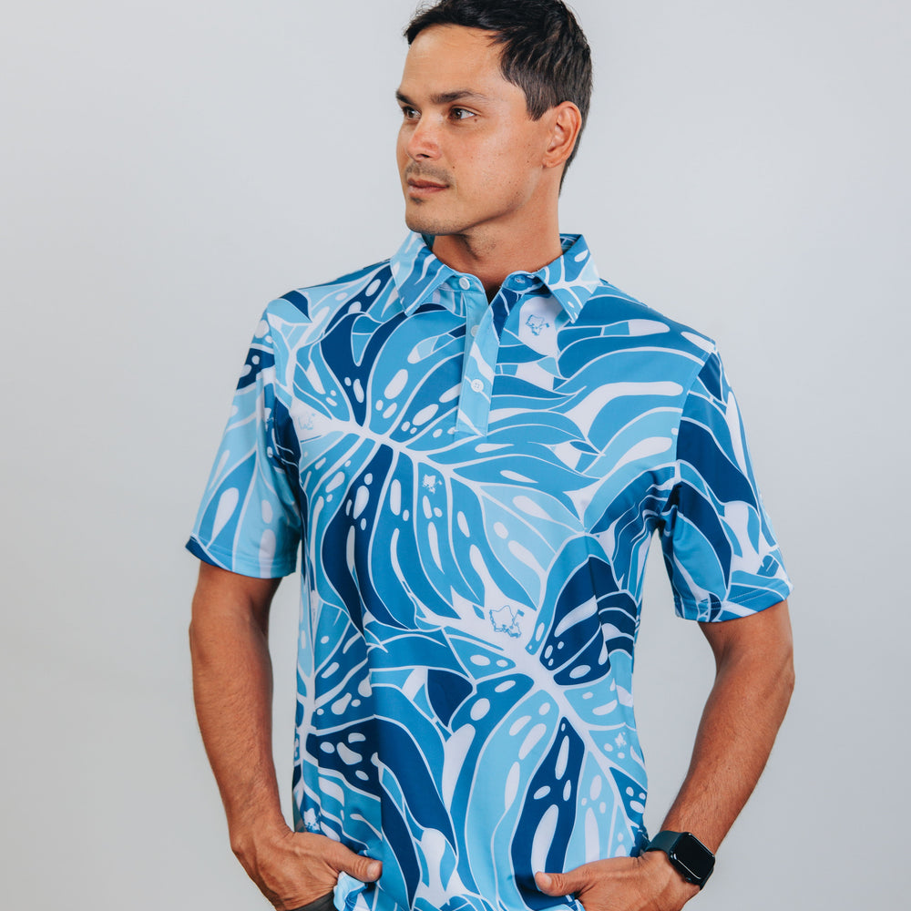 
                      
                        "Monstera 2.0" Variegated Slate - OGA Men's Polo - Slate Blues
                      
                    