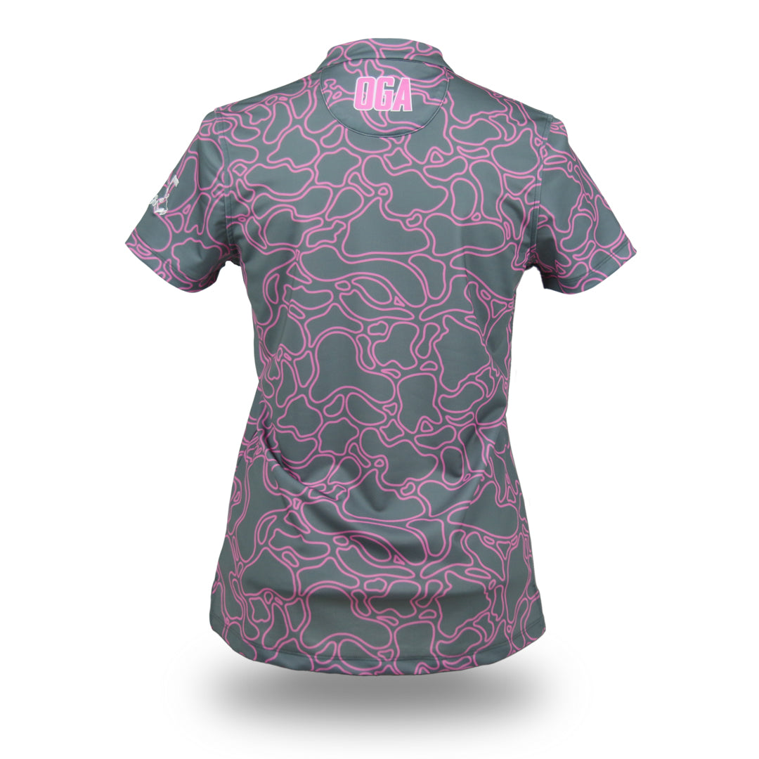 "Island Coral" Pink Metal - OGA Women's Polo - Gray / Pink