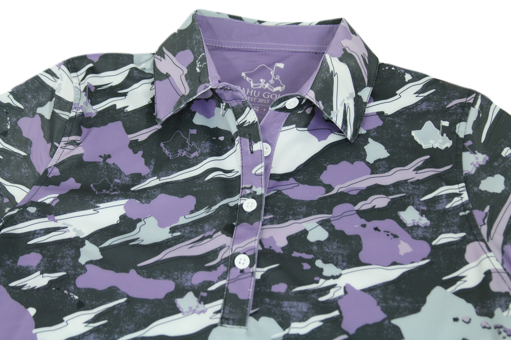 
                      
                        "Island Flow" Ube Graphite Camo - OGA Women's Polo - Gray / Ube Purple
                      
                    