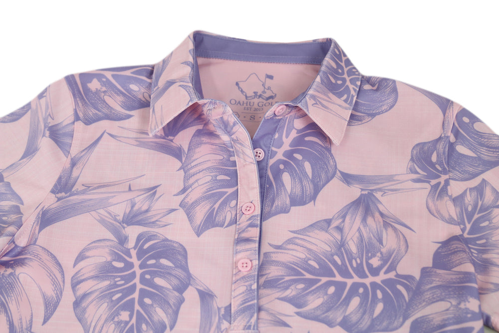 
                      
                        "Jungle" Sakura Pink and Poi - OGA Women's Polo - Pink / Purple
                      
                    