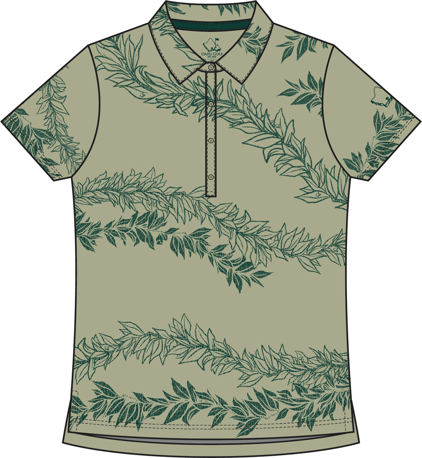 "Maile 2026" Forest Greens - OGA Women's Polo - Tonal Forest Green