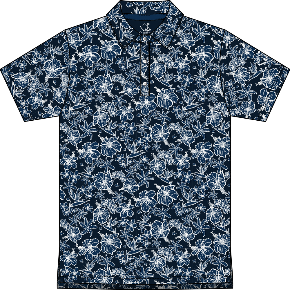 "Small Kine Sketchy" Dark Ocean - OGA Youth Polo - Midnight Blues