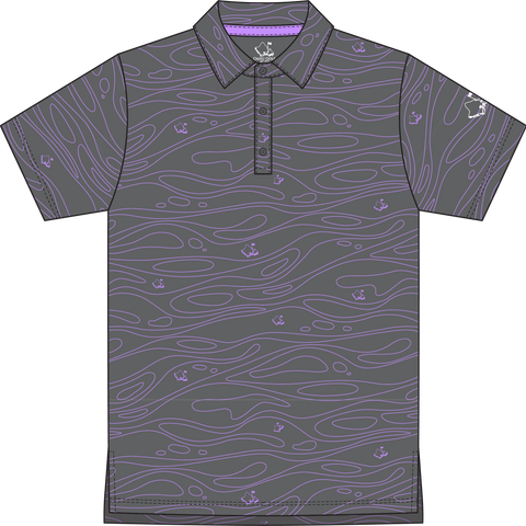 "Liquid" Steel Ube - OGA Youth Polo - Steel Gray / Ube