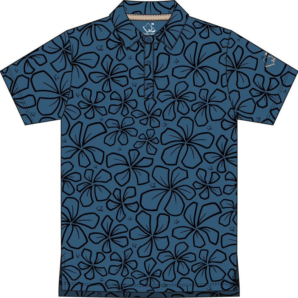 "Mini Retro" Blue Haze - OGA Youth Polo - Dusty Blue / Black