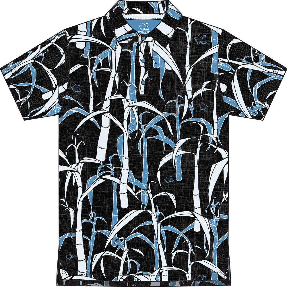 "Sugar Cane" Powder Black - OGA Youth Polo - Powder Blue / Obsidian