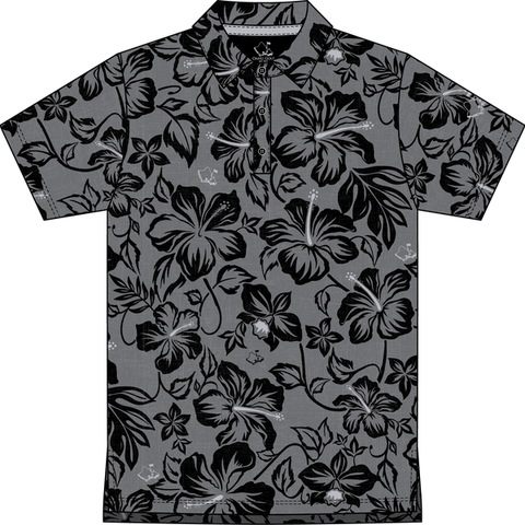 "Bloom" Black Smoke - OGA Youth Polo - Smoke Gray / Black