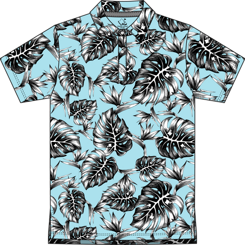 "Jungle" Downtown Fit - OGA Youth Polo - Black / Pale Sky