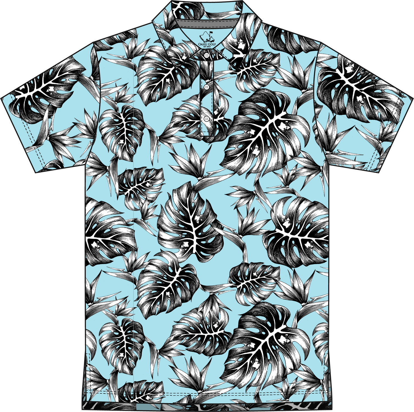 "Jungle" Downtown Fit - OGA Youth Polo - Black / Pale Sky