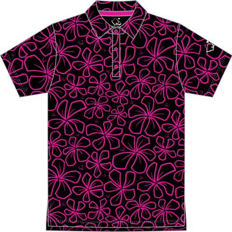 "Mini Retro" Black Neon - OGA Youth Polo - Black / Pink
